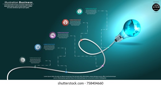  Light bulbs world  -  modern design Idea and Concept  Vector illustration Business  Infographic template with icon.