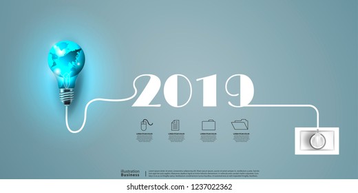 Light bulbs world - Text 2019 - modern design Idea and Concept Vector illustration Business Infographic template.
Light bulbs world - Text 2019 - modern design Idea and Concept Vector illustration Business Infographic template.