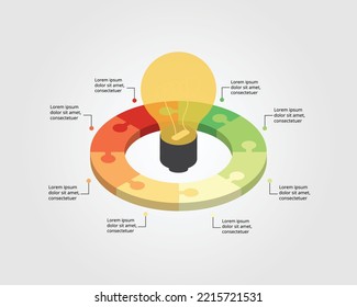 plantilla de idea de burb claro para infografía para presentación de 8 elementos