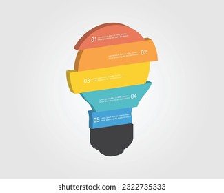 plantilla de idea de burb claro para infografía para presentación de 5 elementos