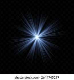 Light burst. Blue central starburst with sharp rays and transparent glow, perfect for sci-fi, energy, or futuristic interface visuals.