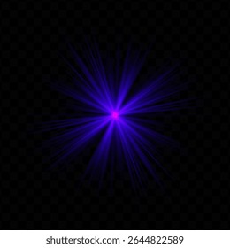 Light burst. Blue central starburst with sharp rays and transparent glow, perfect for sci-fi, energy, or futuristic interface visuals.