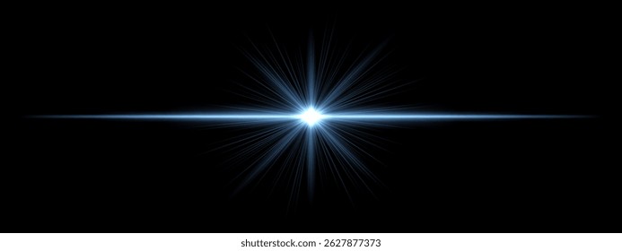 Light burst. Blue flash with vertical line glow, high-energy ray effect, strong horizontal highlight, dramatic light concept.