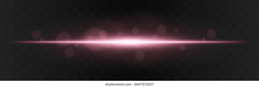 Light burst. Blue horizontal glow with radial flare and soft particles on dark transparent background, suitable for tech or sci-fi visuals.