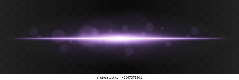 Explosão de luz. Brilho horizontal azul com flare radial e partículas suaves no fundo transparente escuro, adequado para imagens de tecnologia ou ficção científica.