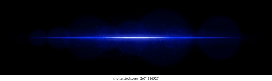 Estalló la luz. Rayos Horizontales brillantes con partículas flotantes y desenfoque de la lente. Ideal para visualizar destellos, energía o efectos digitales brillantes.
