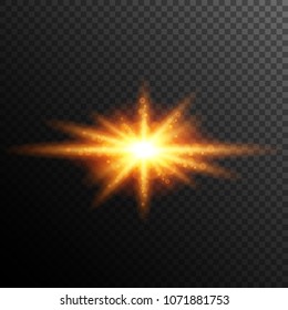 Light burst effect. Glowing sun rays. Magic explosion. 