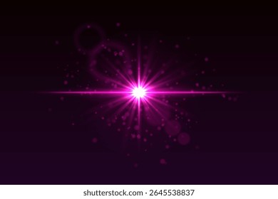 Light burst with glow particles and subtle lens flare rings. Radiating star flash on black background for cinematic or sci-fi look.
