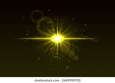 Light burst with glow particles and subtle lens flare rings. Radiating star flash on black background for cinematic or sci-fi look.