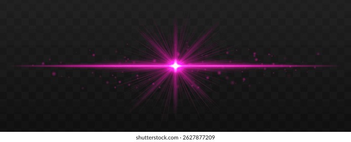 Light burst. Glowing rays with light particles and sharp star center. Small sparkles create dynamic motion and festive mood.