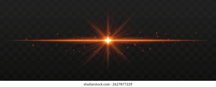 Light burst. Glowing rays with light particles and sharp star center. Small sparkles create dynamic motion and festive mood.