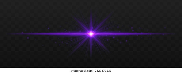 Estalló la luz. Rayos brillantes con partículas de luz y centro de estrella afilado. Los destellos Pequeños crean movimiento dinámico y sentimiento festivo.