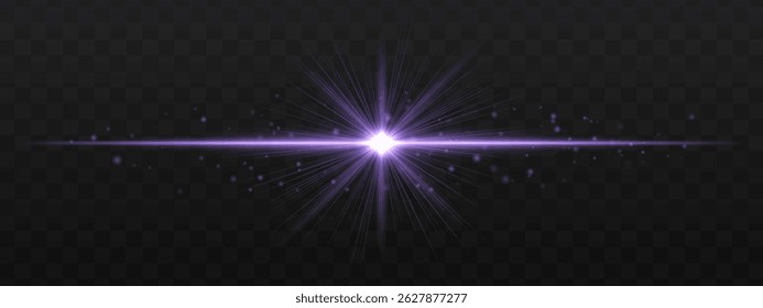 Estalló la luz. Rayos brillantes con partículas de luz y centro de estrella afilado. Los destellos Pequeños crean movimiento dinámico y sentimiento festivo.