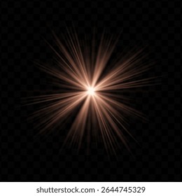 Light burst. Golden central starburst with sharp rays and transparent glow, perfect for sci-fi, energy, or futuristic interface visuals.