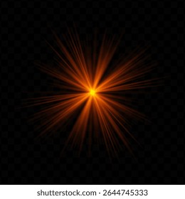Light burst. Golden central starburst with sharp rays and transparent glow, perfect for sci-fi, energy, or futuristic interface visuals.