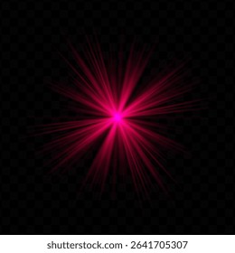 Light burst. Pink central starburst with sharp rays and transparent glow, perfect for sci-fi, energy, or futuristic interface visuals.
