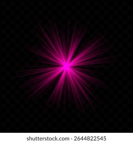 Light burst. Pink central starburst with sharp rays and transparent glow, perfect for sci-fi, energy, or futuristic interface visuals.