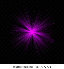 Light burst. Pink radial flash with sparkles and transparent glow, ideal for tech, fantasy, or magical visuals and dynamic user interfaces.