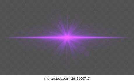 Explosão de luz. Estrela rosa com raios finos, brilhos e simetria radial em um fundo transparente, ideal para conceitos de fantasia ou mágica.