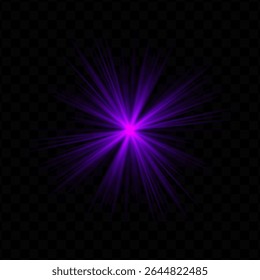 Light burst. Purple central starburst with sharp rays and transparent glow, perfect for sci-fi, energy, or futuristic interface visuals.