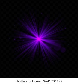 Light burst. Purple radial flash with sparkles and transparent glow, ideal for tech, fantasy, or magical visuals and dynamic user interfaces.