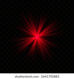 Light burst. Red central starburst with sharp rays and transparent glow, perfect for sci-fi, energy, or futuristic interface visuals.