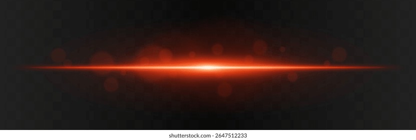 Light burst. Red horizontal glow with radial flare and soft particles on dark transparent background, suitable for tech or sci-fi visuals.