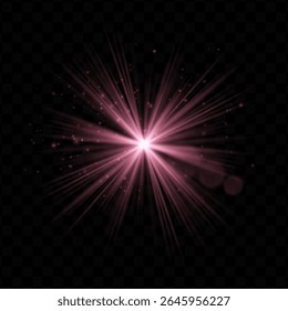 Explosão de luz. Flash radial vermelho com brilhos e brilho transparente, ideal para tecnologia, fantasia ou visuais mágicos e interfaces de usuário dinâmicas.