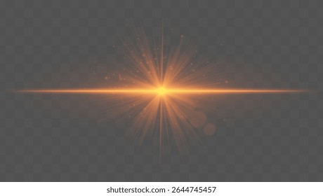 Light burst. Red starburst with fine rays, sparkles, and radial symmetry on transparent backdrop, ideal for fantasy or magic concepts.