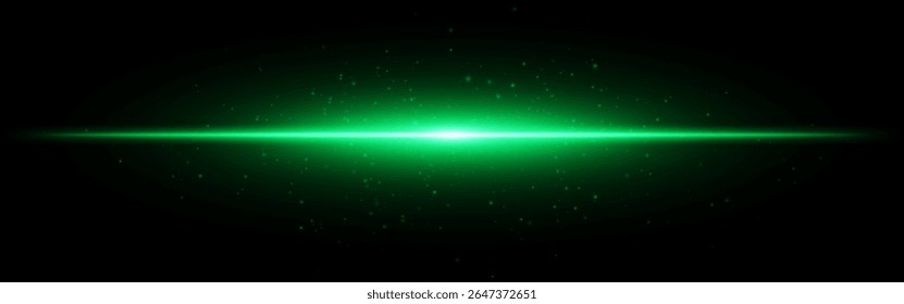 Ícone de conjunto de intermitência luminosa. Flash horizontal Aqua com partículas sutis e feixe de gradiente no fundo escuro, perfeito para temas de interface digital ou tecnológica.