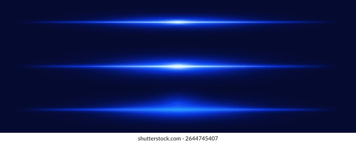 Light burst set. Intense blue beam with sparkles and soft particles over black, fitting for space, energy, or futuristic interface design.