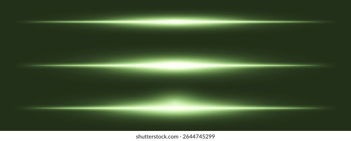 Light burst set. Intense green beam with sparkles and soft particles over black, fitting for space, energy, or futuristic interface design.
