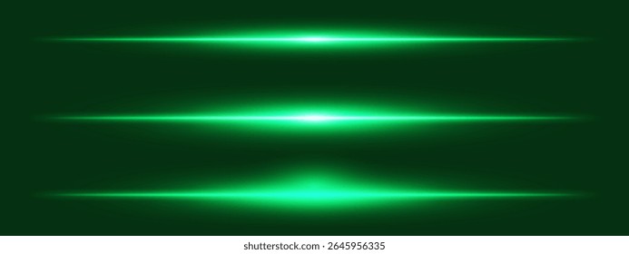Light burst set. Intense green beam with sparkles and soft particles over black, fitting for space, energy, or futuristic interface design.
