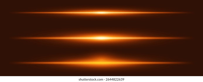 Light burst set. Intense Orange beam with sparkles and soft particles over black, fitting for space, energy, or futuristic interface design.
