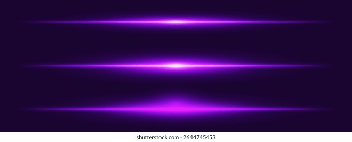 Light burst set. Intense purple beam with sparkles and soft particles over black, fitting for space, energy, or futuristic interface design.