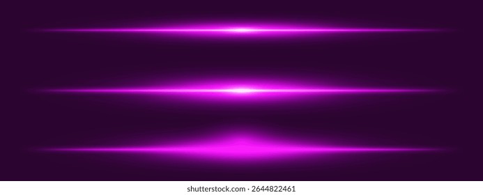 Conjunto de burst claro. Feixe roxo intenso com faíscas e partículas suaves sobre preto, adequado para o espaço, energia ou design de interface futurista.