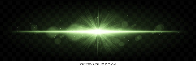 Light burst. Teal radiant glow with burst rays and soft floating sparkles on checkered transparent background, suitable for sci-fi themes.