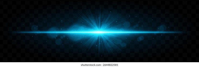 Light burst. Teal radiant glow with burst rays and soft floating sparkles on checkered transparent background, suitable for sci-fi themes.