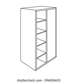 Light Cabinet with bins and mirror.Wardrobe for women's clothing.Bedroom furniture single icon in outline style vector symbol stock illustration.