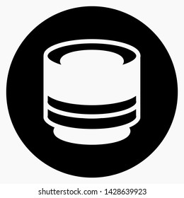 Light camera lens icon in a circle. Vector icon.
