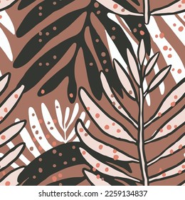 Light Camouflage Exotic Trendy Hawaiian Template Texture. Colorful Repeated Tropical Artistic Palm Set Art. Pastel Seamless Decoration Plant Invitation Print.