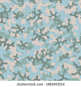 Light Camouflage Seamless Pattern. Beige Seamless Circle Vector Design. Green Seamless Artistic Vector Clouds. Camouflage Army Olive Repeated Camo Graphic Wrapping. Green