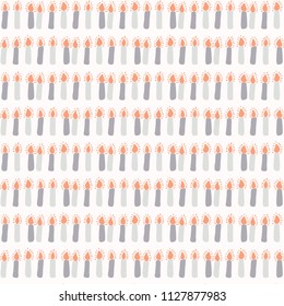 Light a Candle Design, Hand Drawn Grey, White Orange Seamless Vector Pattern, Candlelight Illustration for Spiritual Prints, Meditation Stationery, Xmas Decor, Gift Wrapping & Seasonal Web Backgrounds