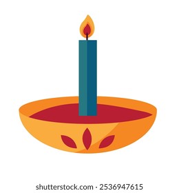 light candle and holder isolated icon