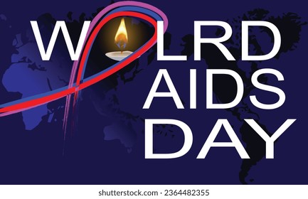 Light of Candle on colorful ribbon brush, 1st December, World Aids Day, Colorful Neon Gradient