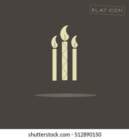 Light candles on black, flat icon vector illustration