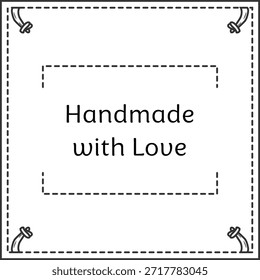 Tarjeta ligera con detalles de esquina cosidos y centrado Hecho a mano con mensaje de amor.
