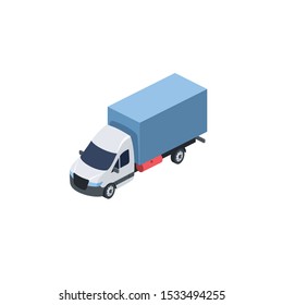 Light cargo truck. Vector 3d isometric, color web icon, new flat style. Creative illustration design, idea for infographics.