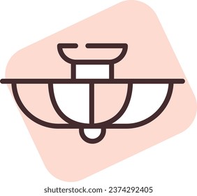 Light ceiling lamp, illustration or icon, vector on white background.