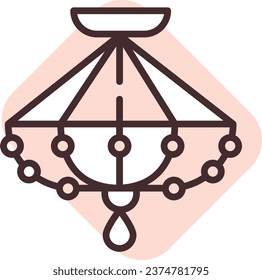 Lámpara de techo claro, ilustración o icono, vector sobre fondo blanco.